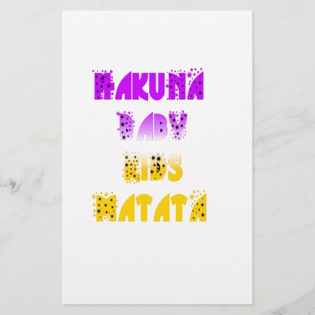 Fin Lila och Gult Hakuna Matata Baby Kids G Brevpapper (Framsida)