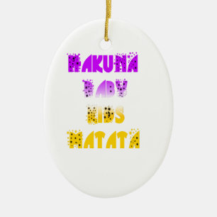 Fin Lila och Gult Hakuna Matata Baby Kids G Julgransprydnad Keramik