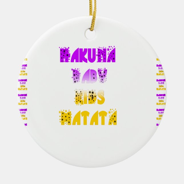Fin Lila och Gult Hakuna Matata Baby Kids G Julgransprydnad Keramik (Framsidan)