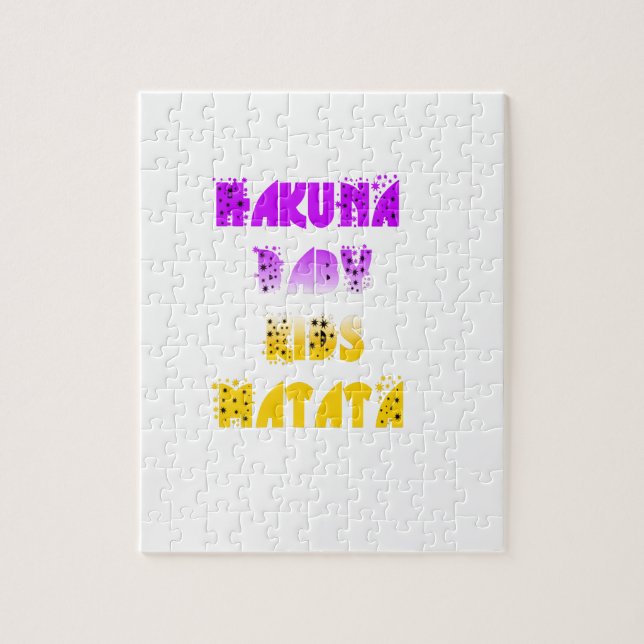 Fin Lila och Gult Hakuna Matata Baby Kids G Pussel (Vertikal)