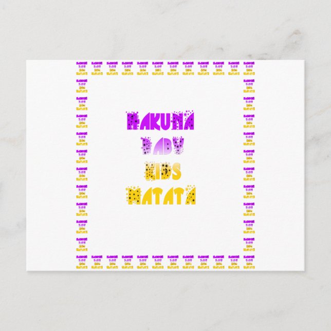 Fin Lila och Gult Hakuna Matata Baby Kids G Vykort (Framsida)
