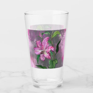 Fin Lila Rosa Lily Flowers Glasmålning Glaskopp
