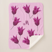 Fin M monogram söt rosa tulips-blommigt