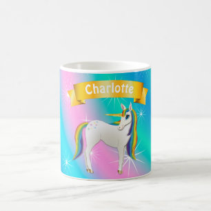 Fin magisk unicorn med regnbåge kaffemugg