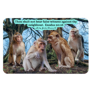 Fin makaque Monkey Scripture Exodus 20:16 Magnet