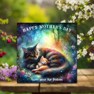 Fin Mamma Cat Watercolor Garden Mors dag Kort