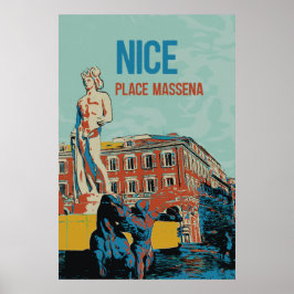 Fin Massena Square illustration Frankrike Poster