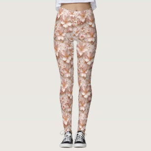 Fin mjuk Rosa Pastel-Blommigt Leggings