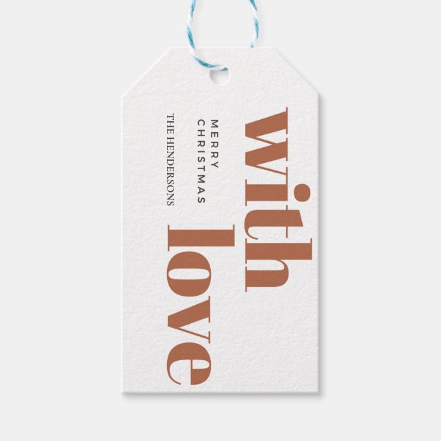 fin,modern jultoma,starkt rött,rött presentetikett (Framsidan)