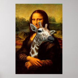 Fin Mona Lisa Hugs A Giraffe Poster