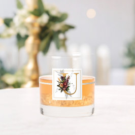 Fin Mörk Blommigt Guld dekorerad Monogram U