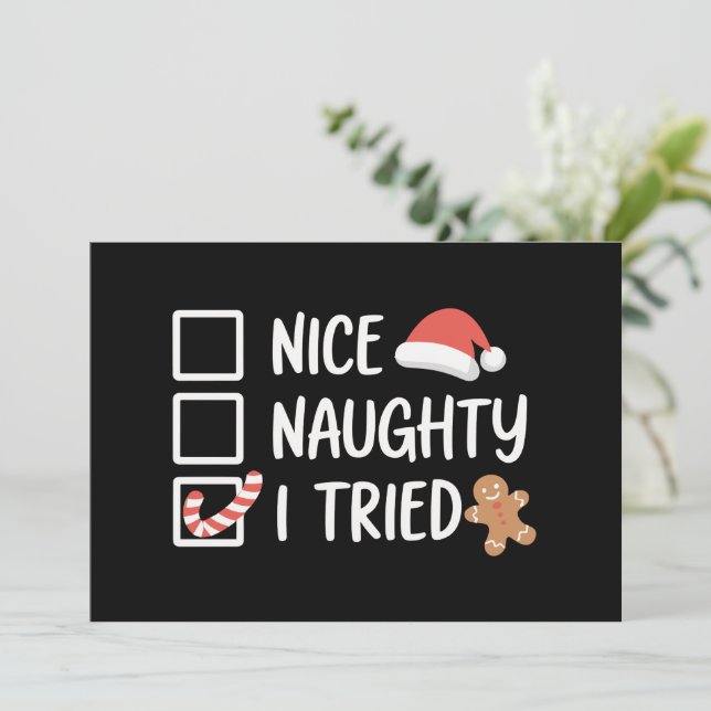 Fin Naughty I Trött Santa's Naughty List Ludny Inbjudningar (Stående Fram)