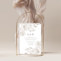 Fin Neutralt Blommigt med Monogram Bröllop