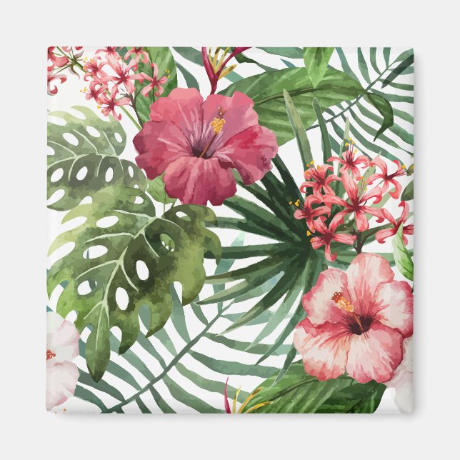 Fin och Elegant Tropical Blommigt | Magnet (Framsidan)