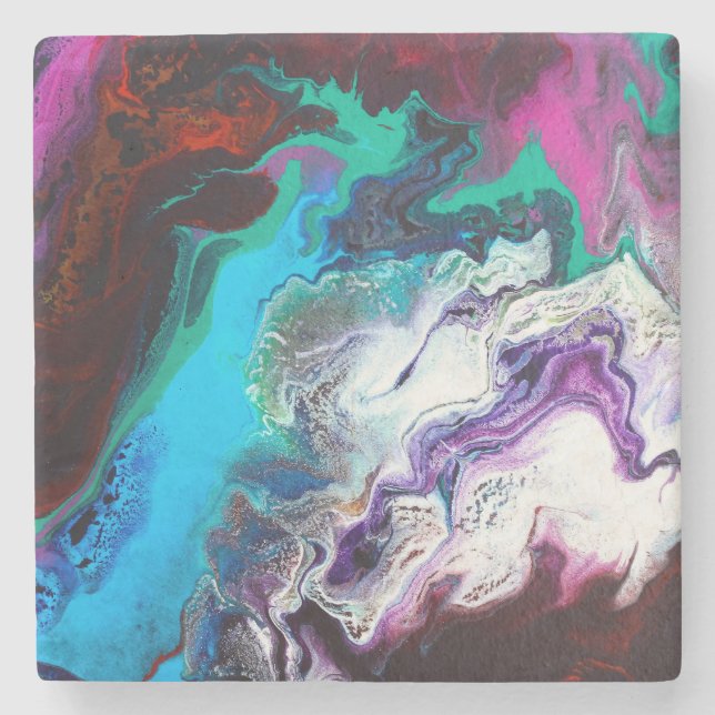 Fin och färglös Abstrakt Marble Design Stenunderlägg (Framsidan)