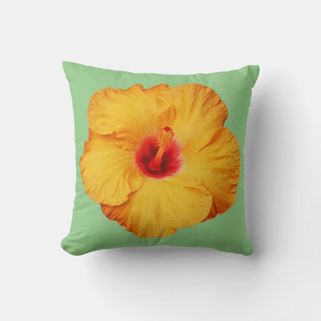 Fin orange hibiscus-blomma kudde (Framsida)