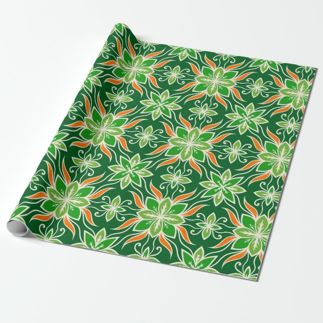 Fin Orange och Grönt Presentpapper (Utrullad)