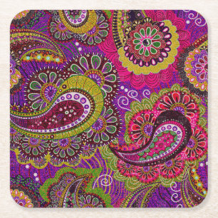 Fin Paisley Underlägg Set Papper Kvadrat