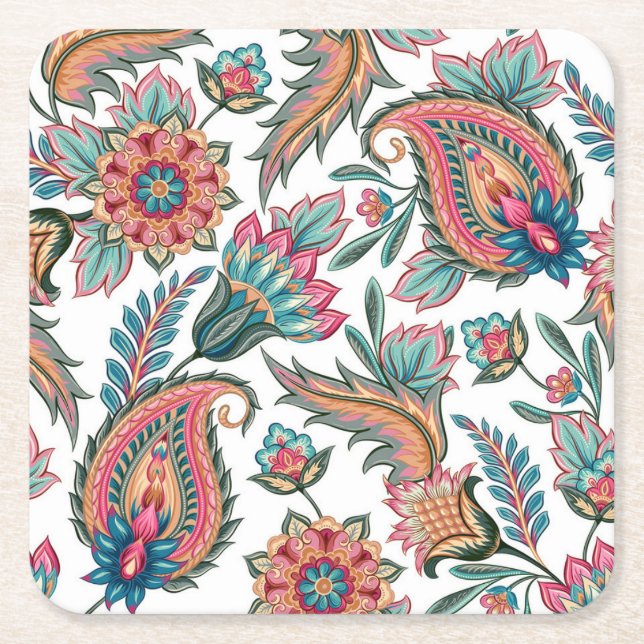 Fin Paisley Underlägg Set Papper Kvadrat (Framsidan)