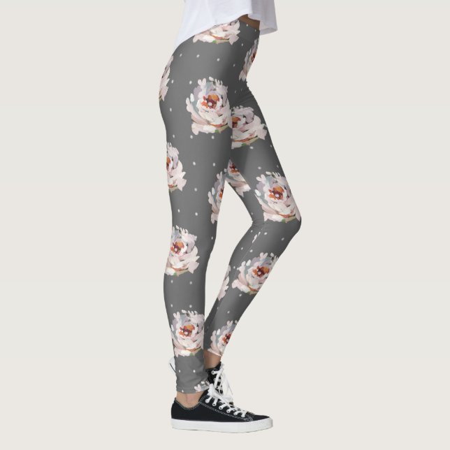 Fin Pastel-Blommigt med punkter på Chic Grått Leggings (Höger)