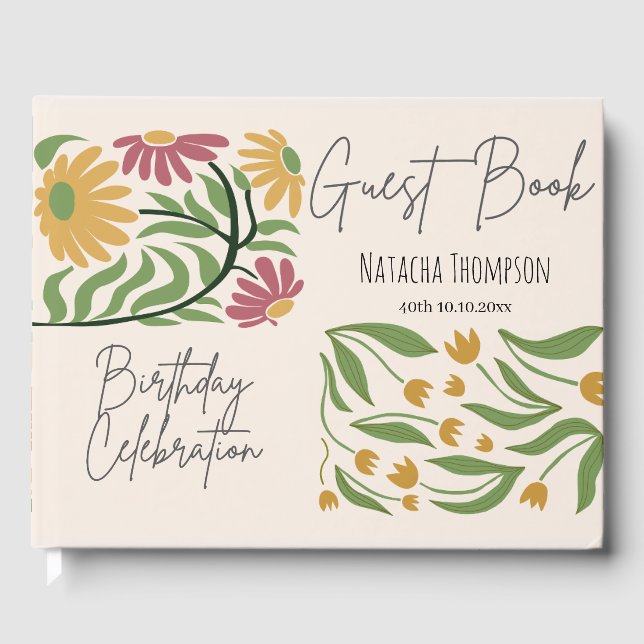 Fin pastellbakgrund Rosa 40:e födelsedag Gästböcker (Framsida)