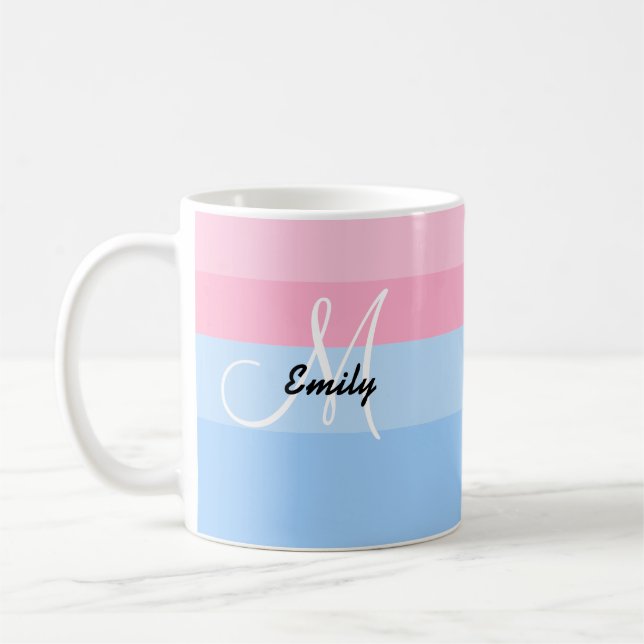 Fin Personlig Pastel Rosa & Blue Mugg (Vänster)