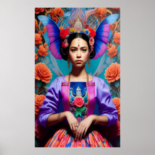 Fin prinsessa med blommigt klänning poster