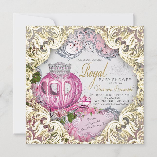 Fin prinsessbabyshower för kungligheten inbjudningar (Framsida)