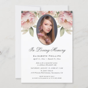 Fin Rosa Blommigt Foto Memorial Service Inbjudningar