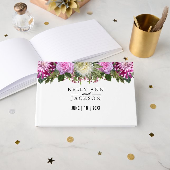 Fin Rosa Blommigt Gästböcker (Framsida öppen)