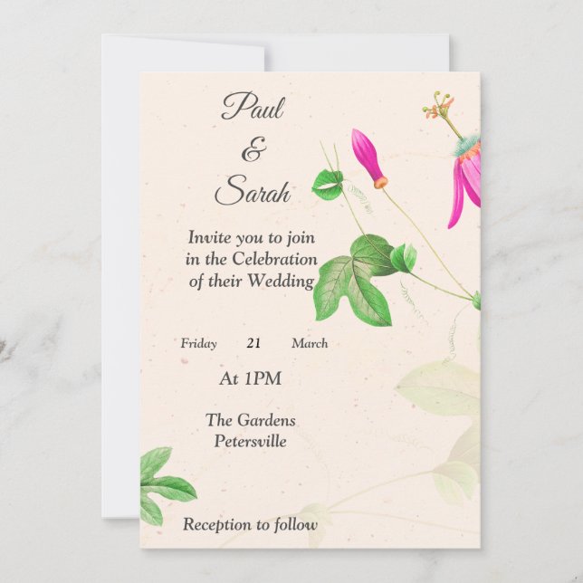 Fin rosa buds bröllopsinbjudan. inbjudningar (Framsida)