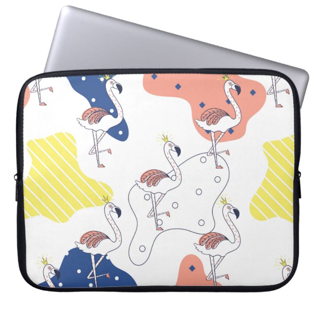 Fin rosa flamingo med krona sömlös patron laptop fodral (Framsidan)