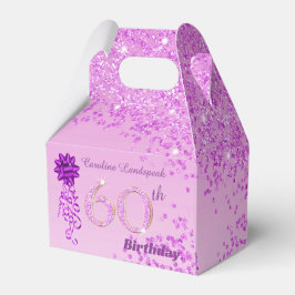 Fin Rosa Glitter & Ribbon 60:e födelsedagen Presentaskar