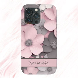Fin Rosa-Grått 3D-poppies-Blommigt