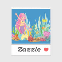 Fin ROSA HAIR-sjöjungfru som leker i havet