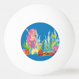 Fin ROSA HAIR-sjöjungfru som leker i havet Pingisboll
