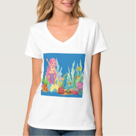 Fin ROSA HAIR-sjöjungfru som leker i havet T Shirt