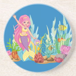 Fin ROSA HAIR-sjöjungfru som leker i havet Underlägg