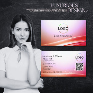 Fin Rosa Lilac Curved Decor med Logotyp QR-kod Visitkort