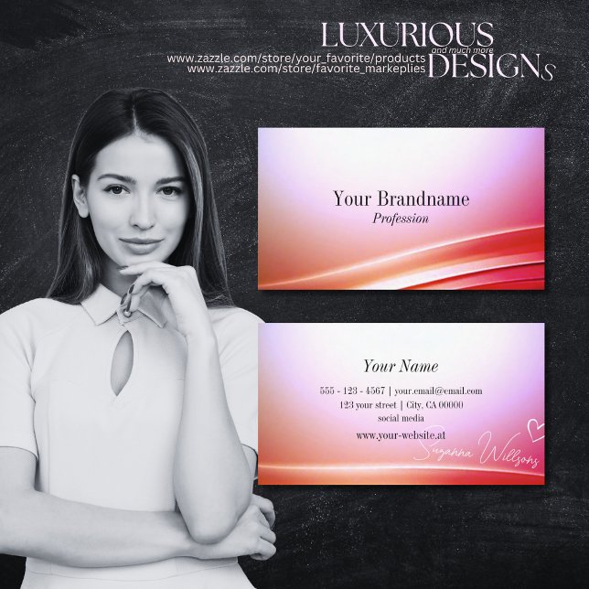 Fin Rosa Lilac Ombre Curved Decor Innovativt Visitkort (Skapare uppladdad)