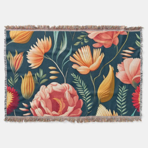 Fin Rosa, Orange och Röda blomman Mönster Filt