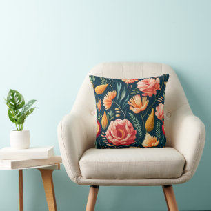 Fin Rosa, Orange och Röda blomman Mönster Kudde
