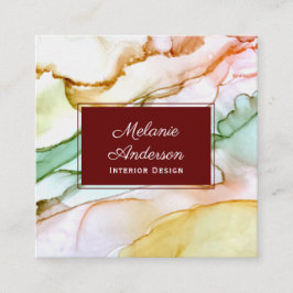 Fin Rosa Pastel Inredingsdesign Fyrkantigt Visitkort