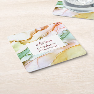 Fin Rosa Pastel Inredingsdesign Underlägg Papper Kvadrat