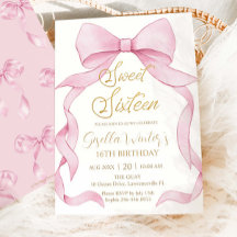 Fin Rosa Ribbon Bows Sweet 16 Birthday