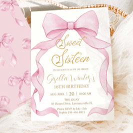 Fin Rosa Ribbon Bows Sweet 16 Birthday Inbjudningar