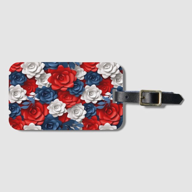 Fin Rött vitt blått Blomsterträdgård Blommigt USA Bagagebricka (Framsida horisontal)