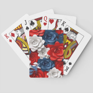 Fin Rött vitt blått Blomsterträdgård Blommigt USA Casinokort