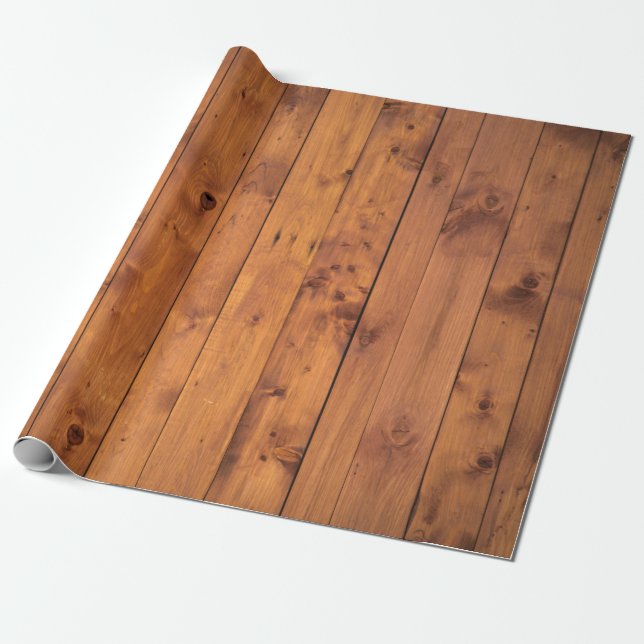 Fin Rustic Knotty Gräs Wooden Presentpapper (Utrullad)