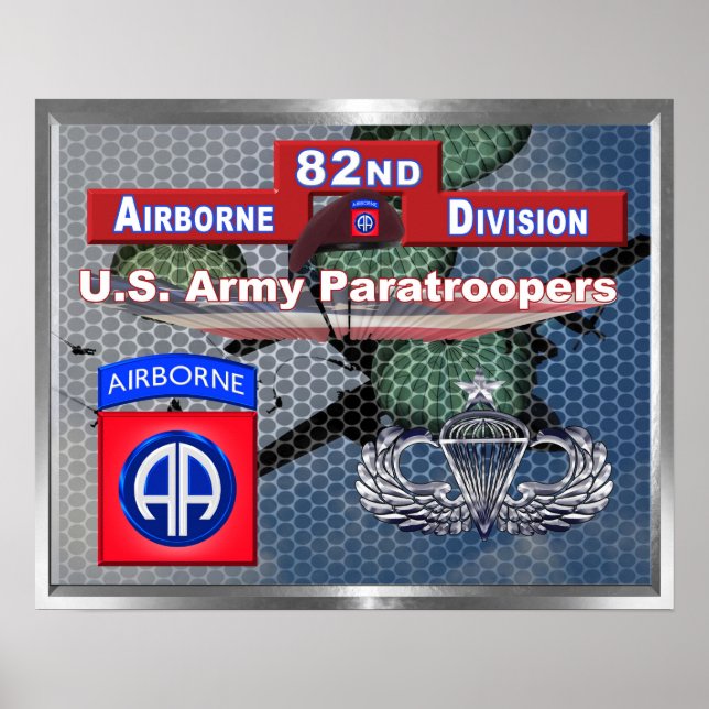 Fin Senior Vingar 82:a Airborne Division Poster (Framsidan)